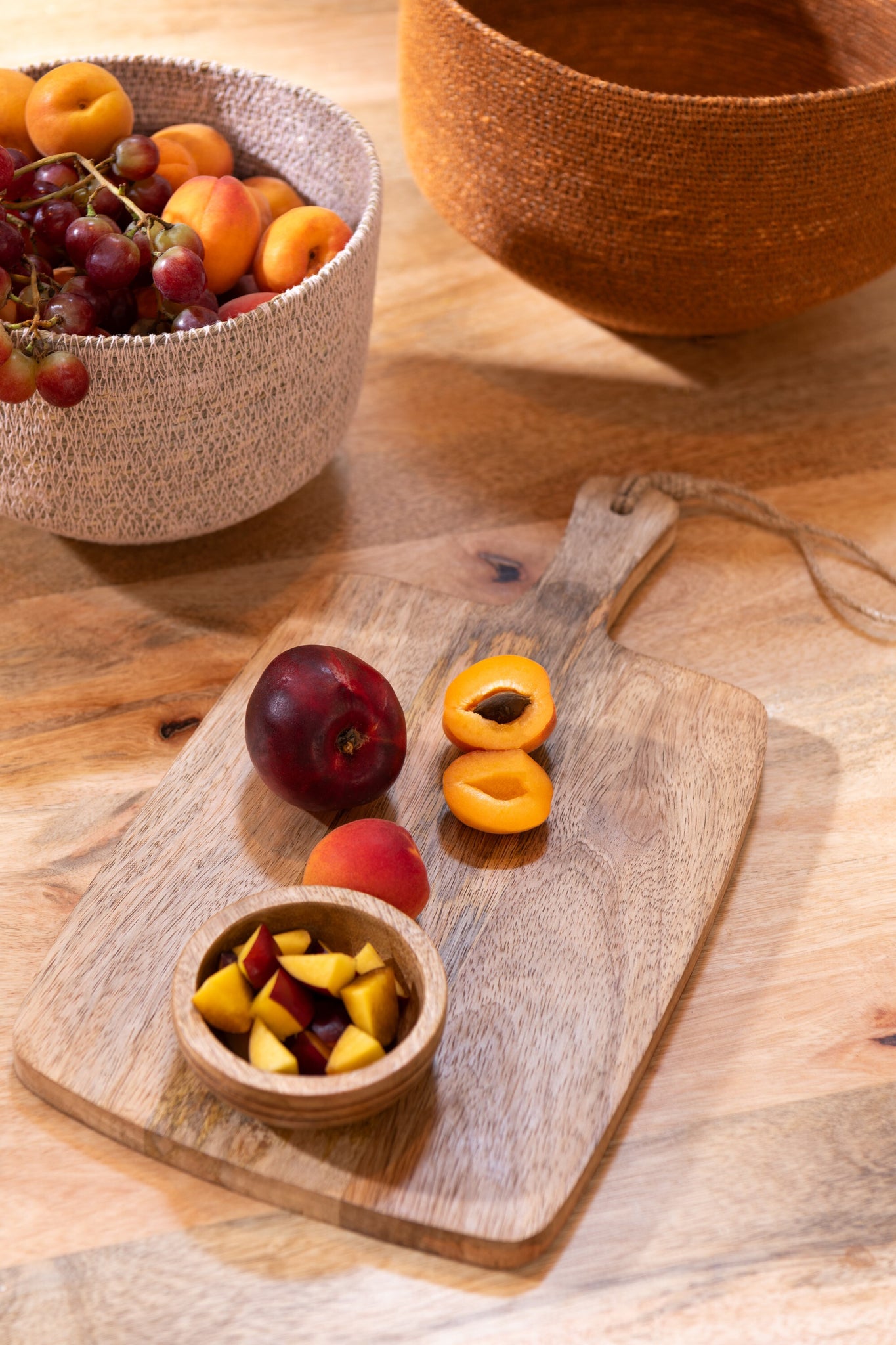 J-Line Mango snijplank + kom - hout - naturel - S