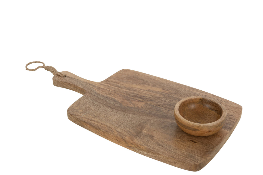 J-Line Mango snijplank + kom - hout - naturel - S