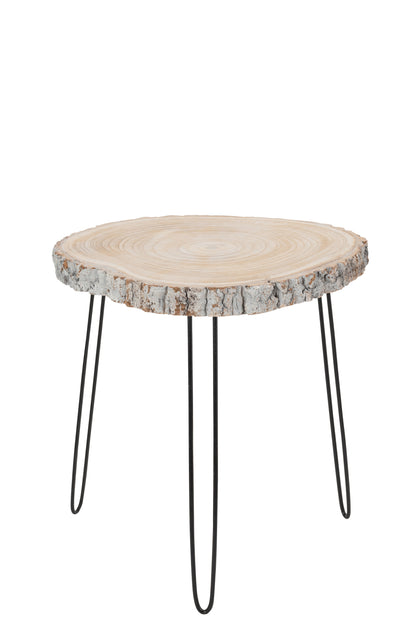 J-Line Bijzettafel Paulownia Hout/Ijzer Grey Wash Large