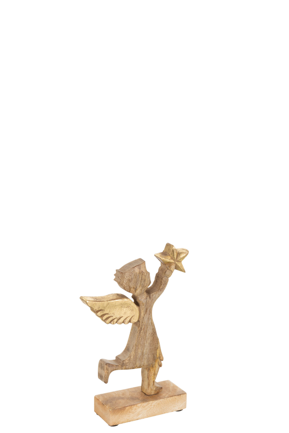 J-Line Engel+Ster Mango Hout Aluminium Naturel/Goud Small