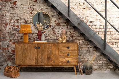 Spiegel Mona Rond IJzer/Glas Goud Groot