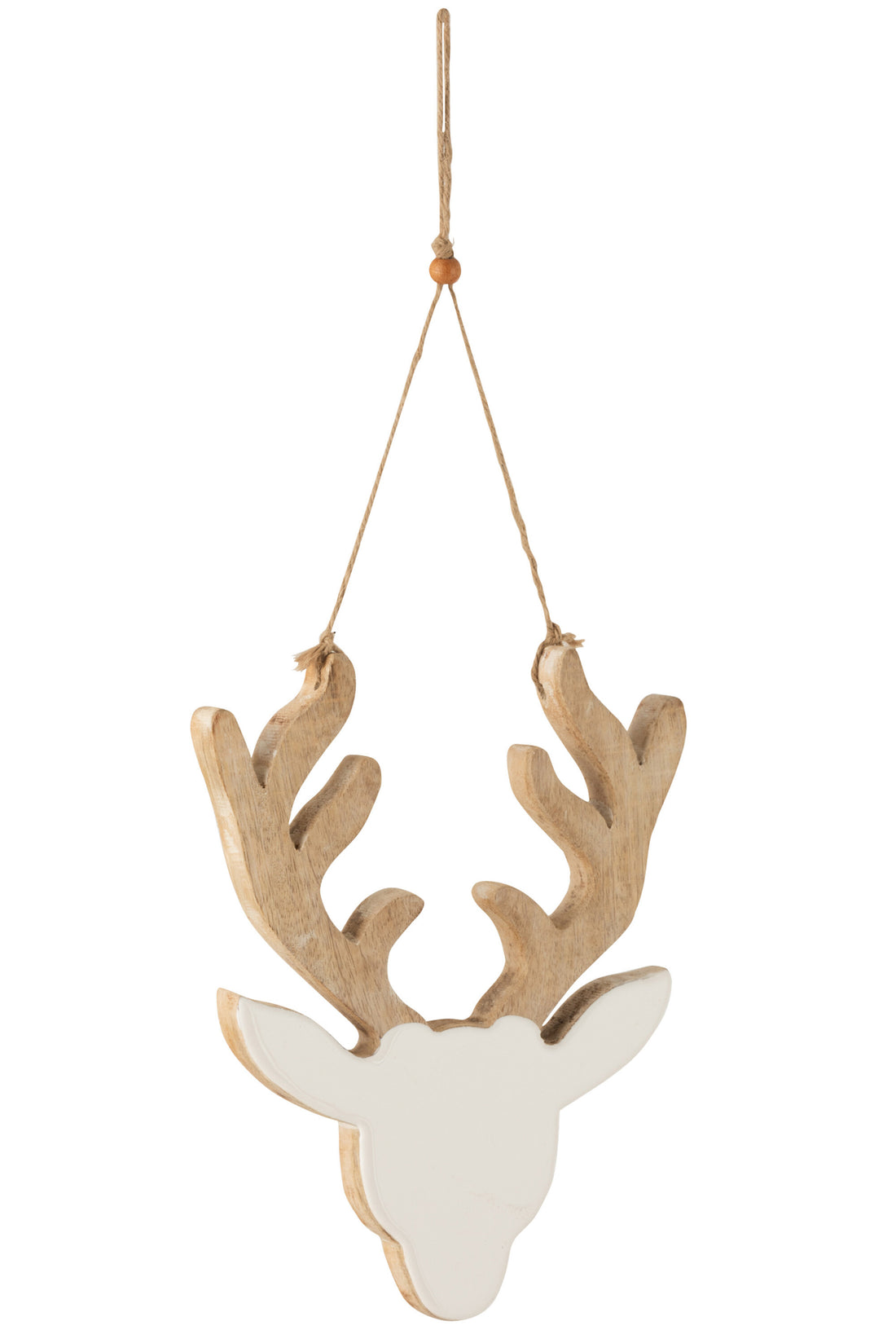 J-Line Kersthanger rendier - hout - wit - L - 2x