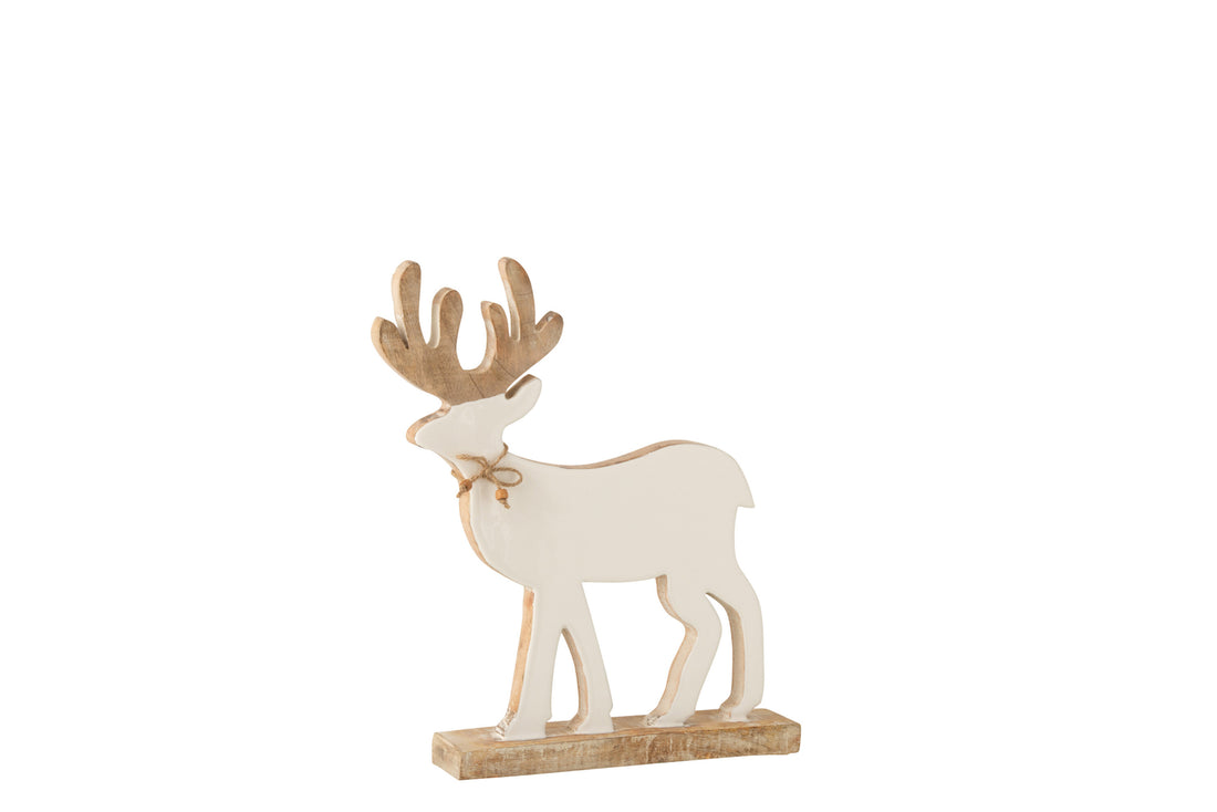 J-Line Rendier Op Voet Mango Hout Wit/White Wash Medium