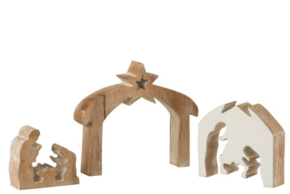 J-Line kerstdecoratie - hout - wit - groot