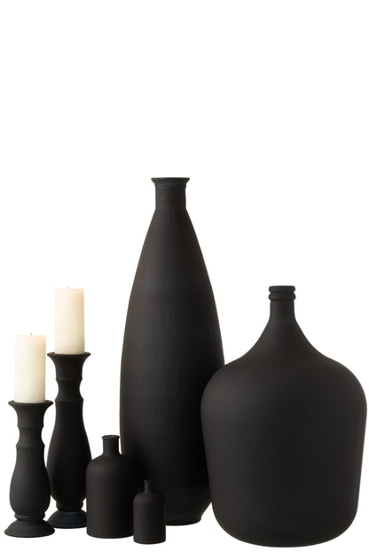 Vaas Ovaal Glas Mat Zwart