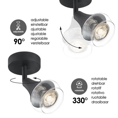 LED Wandspot Vaya - incl. dimbare LED lamp - Zwart