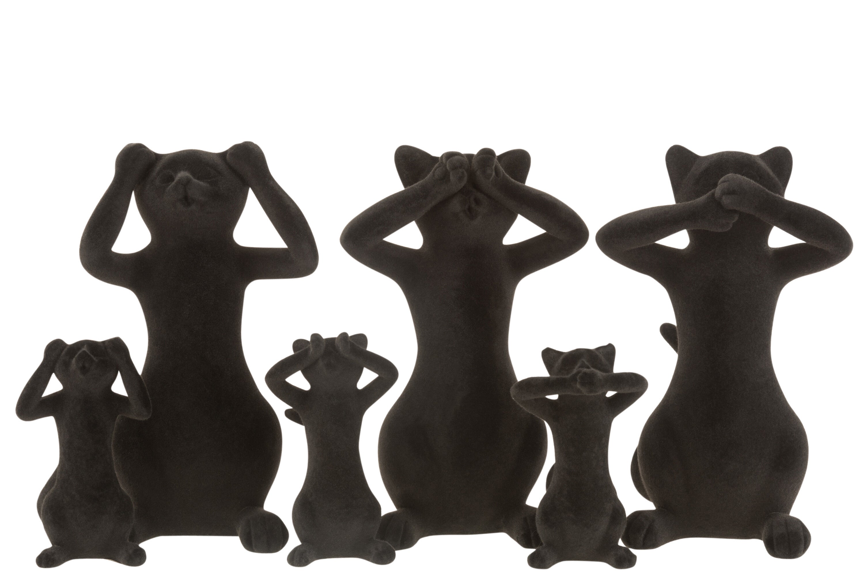 Katten Zien/Horen/Spreken Geen Kwaad Poly Zwart Groot Assortiment Van 3