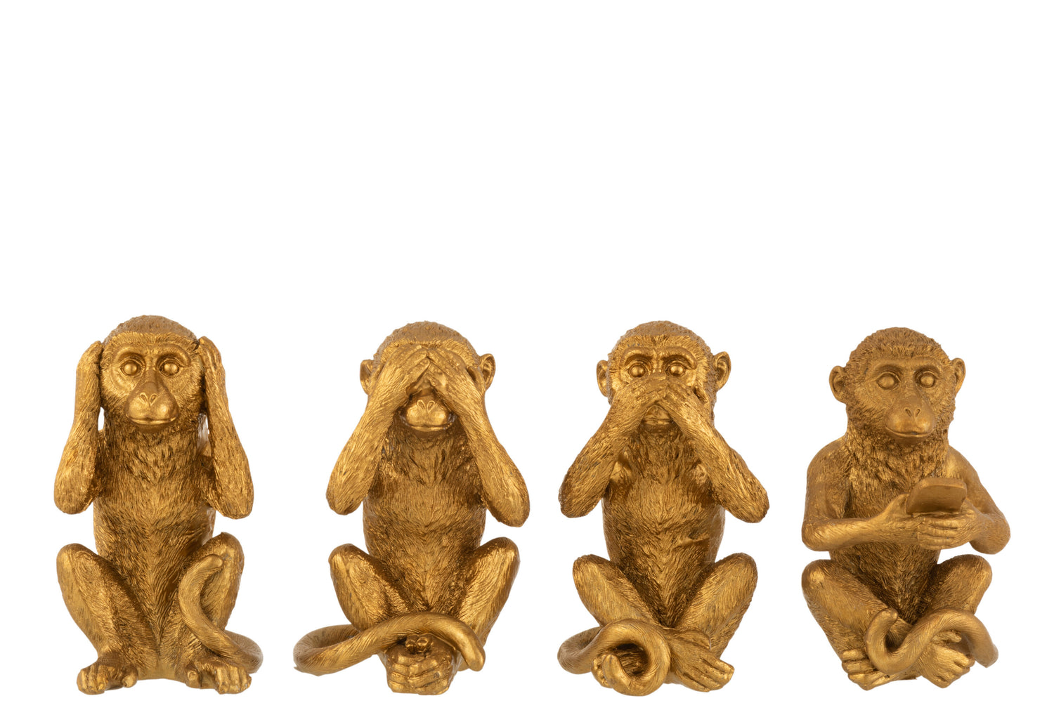 Aap Zie/Hoor/Spreken Geen Kwaad/Mobiele Poly Gouden Assortiment Van 4