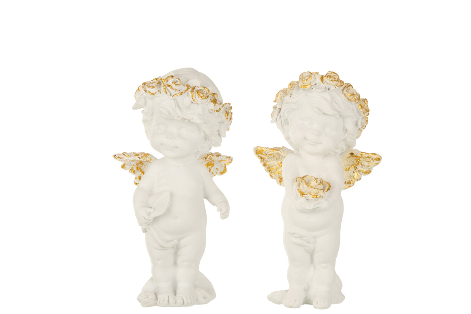 Engel Staand Poly Wit/Goud Groot Assortiment Van 2