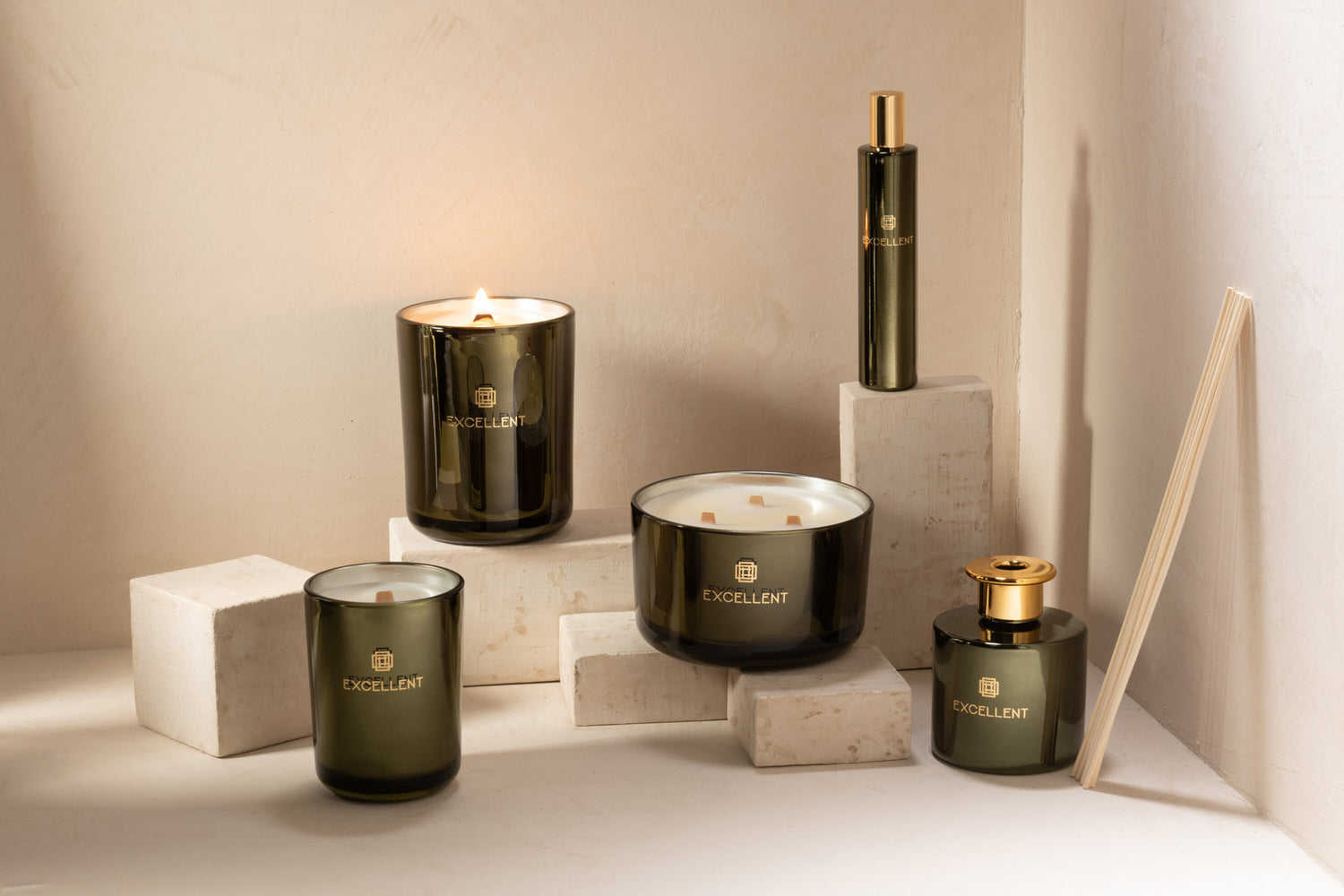 Geurkaars Uitstekend Bergamot Hout Groen Klein-50U