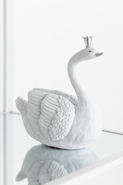 Spaarpot Zwaan Poly Wit/Zilver