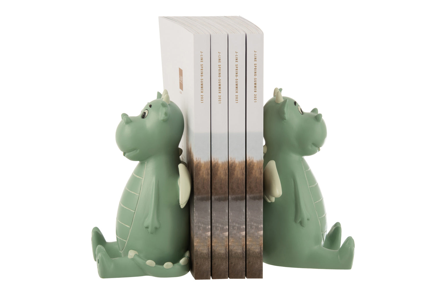 J-Line Set 2 Boekensteun Draak Poly Groen