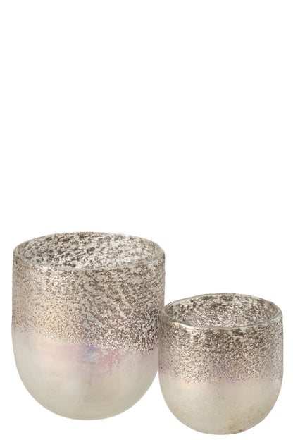 Orkaan Milano Glas Grijs/Roze Groot