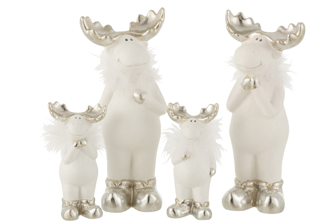Rendier Keramiek Wit/Zilver Groot Assortiment Van 2