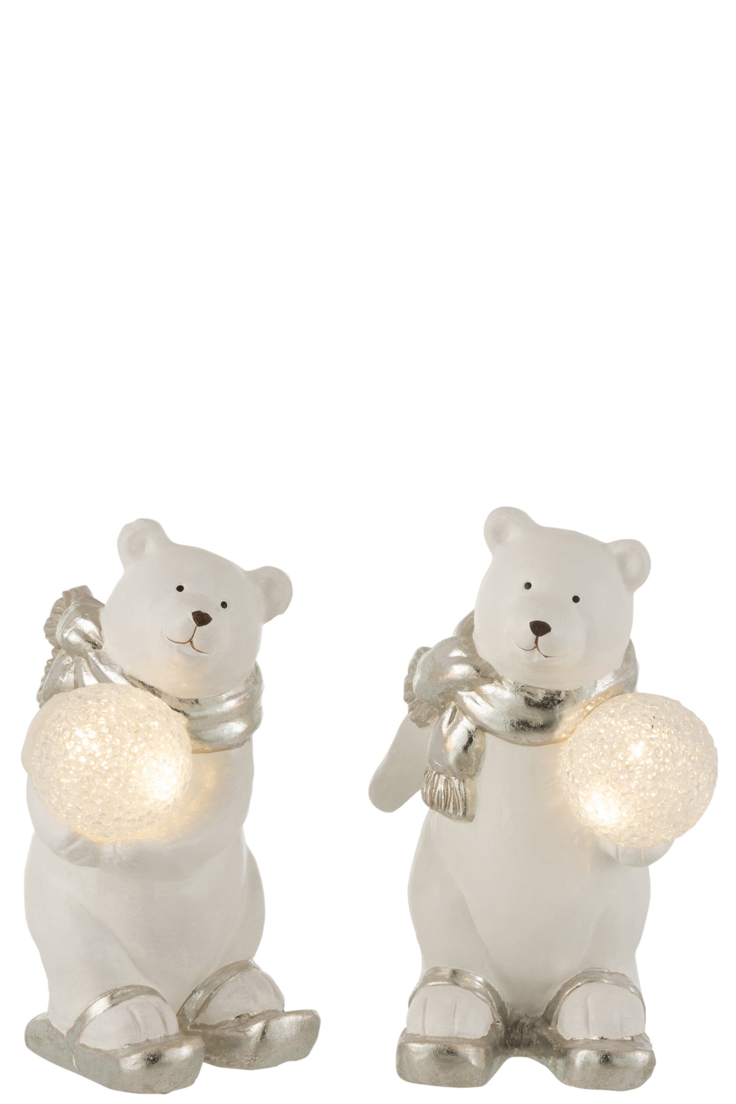 IJsbeer Led Staande Keramische Wit/Zilver Klein Assortiment Van 2