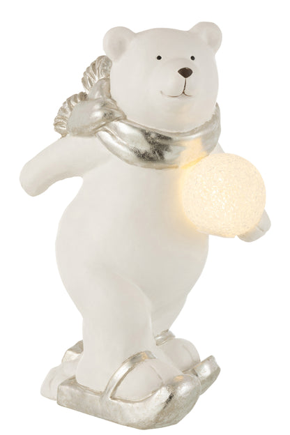 J-Line Ijsbeer Led Staand Poly Wit/Zilver Large