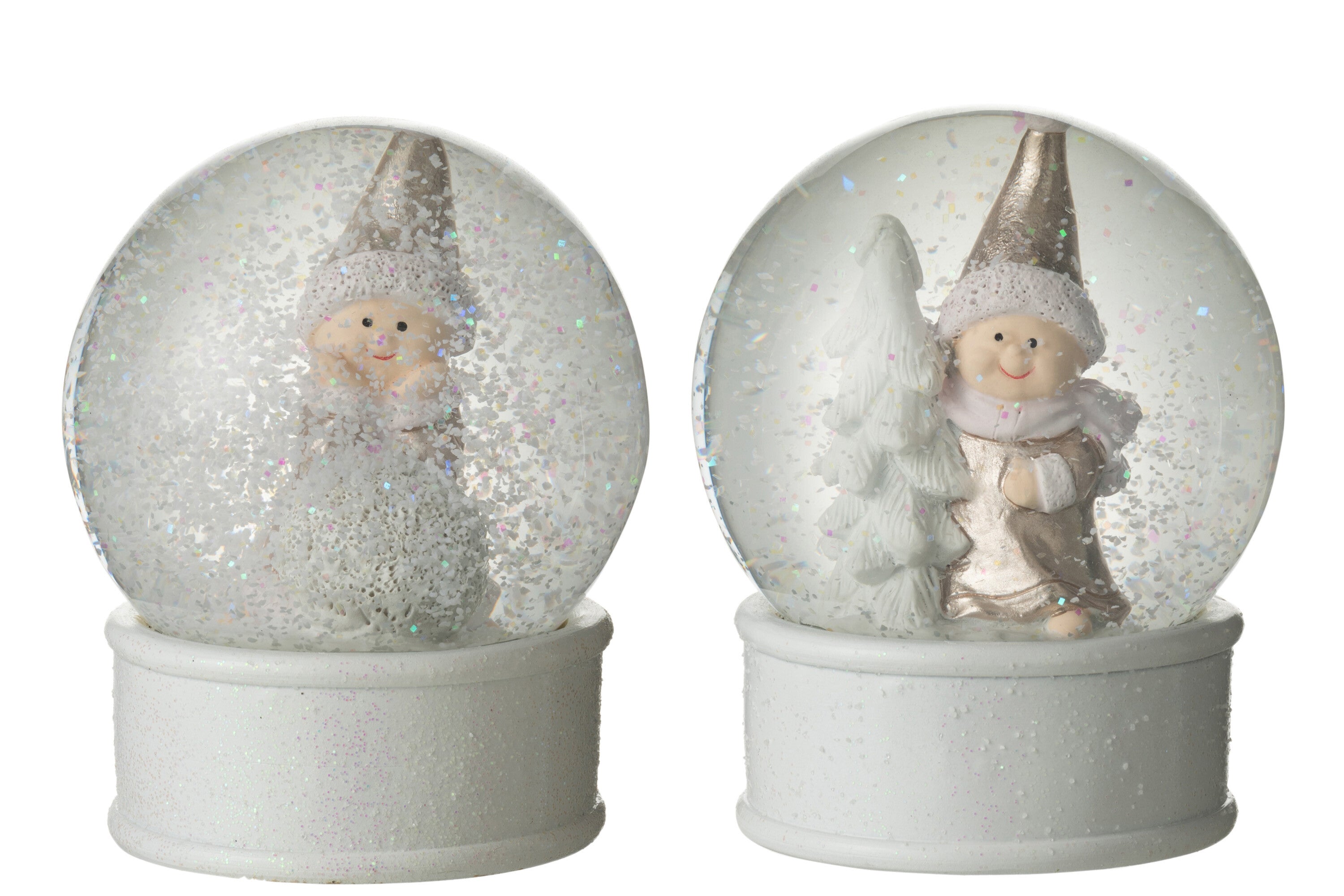 Water Globe Kind Winter Porz Wit/Roze Assortiment Van 2