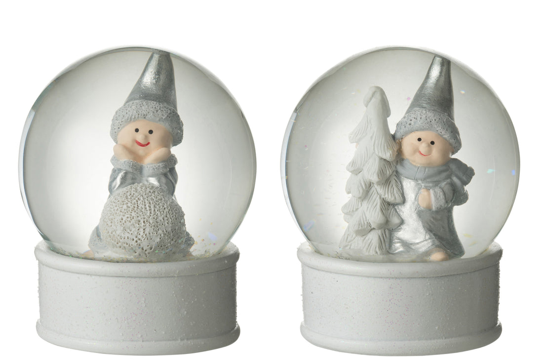 Water Globe Angel Porz Grijs Assortiment Van 2