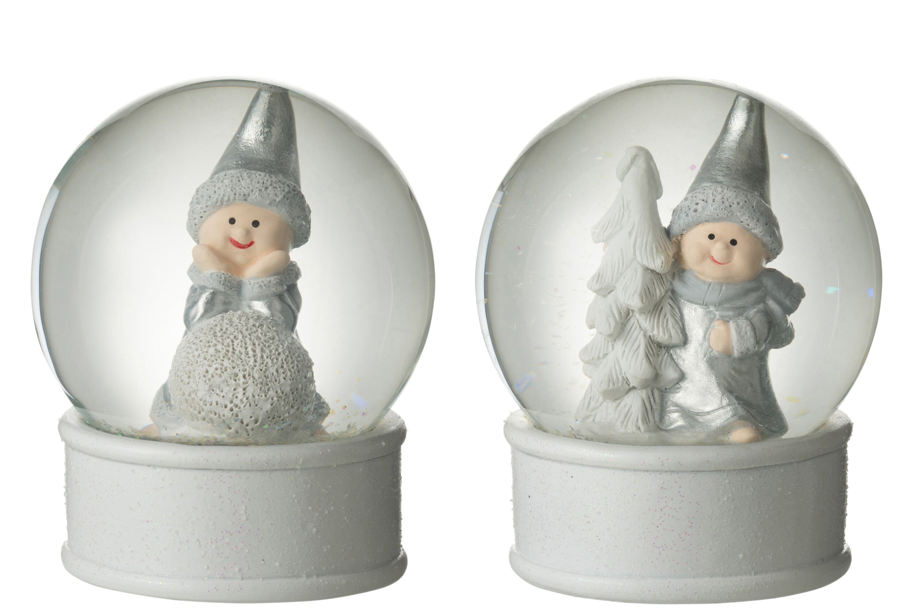 Water Globe Angel Porz Grijs Assortiment Van 2