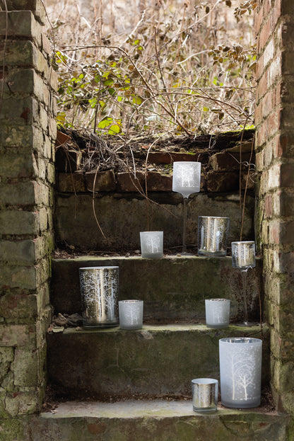 Orkaanboomglas Wit/Zilver Medium Assortiment Van 2