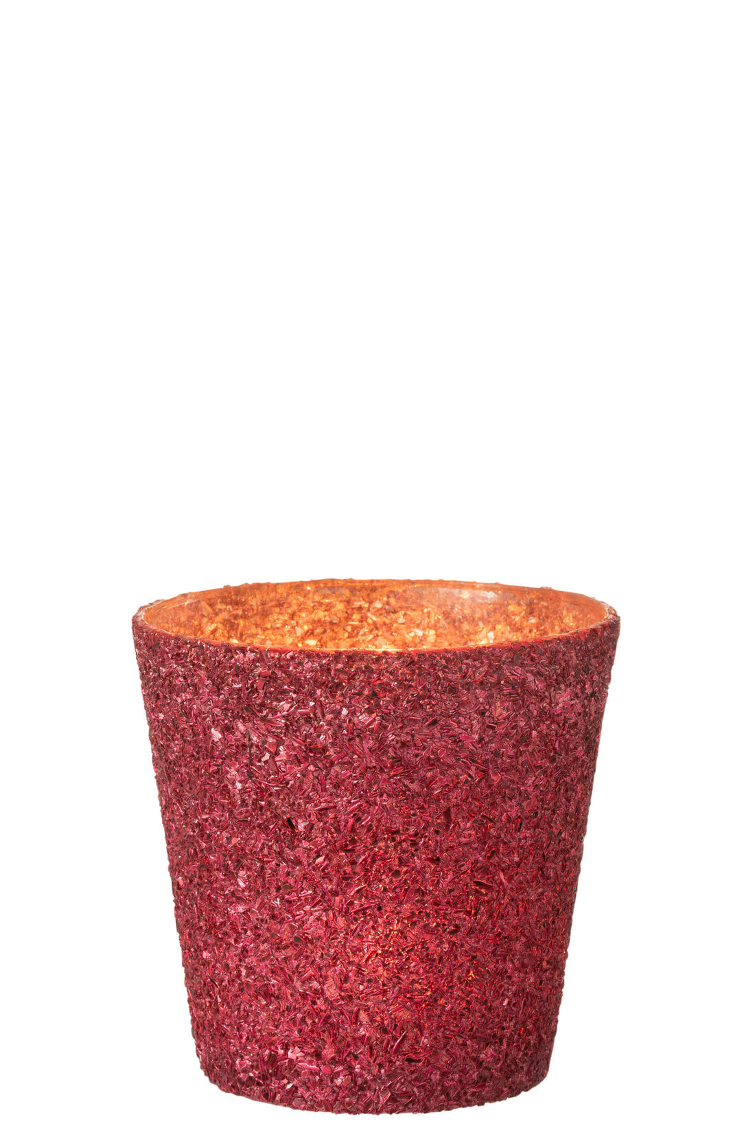 J-Line Theelichthouder Glitter Glas Fuchsia Groot