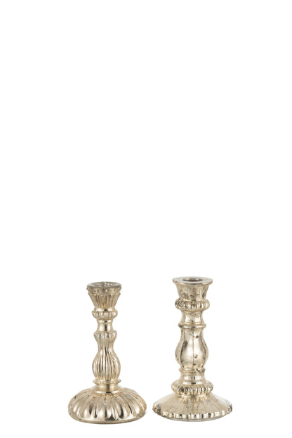 Kaarsenhouder Oosters Glas Zilver Klein Assortiment Van 2