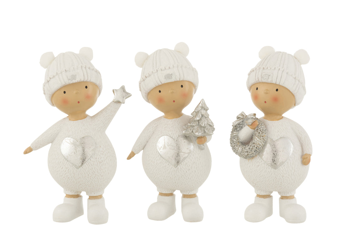 Kind Winter Poly Wit/Zilver Groot Assortiment Van 3