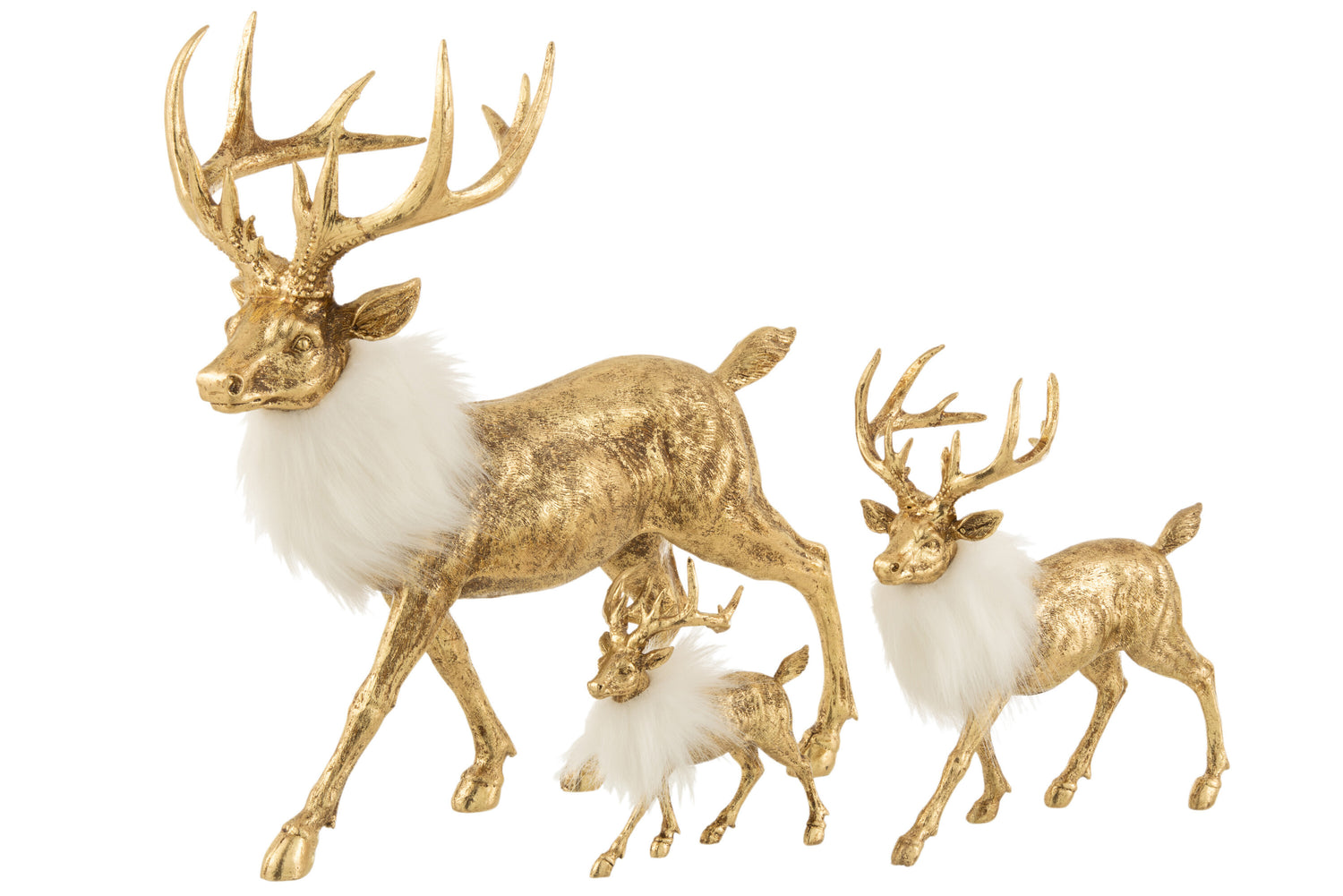 J-Line decoratie Rendier - polyresin - goud/wit - large