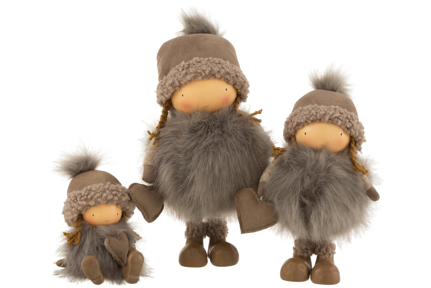 Meisje Winter Hart Poly Grijs Groot Assortiment Van 2