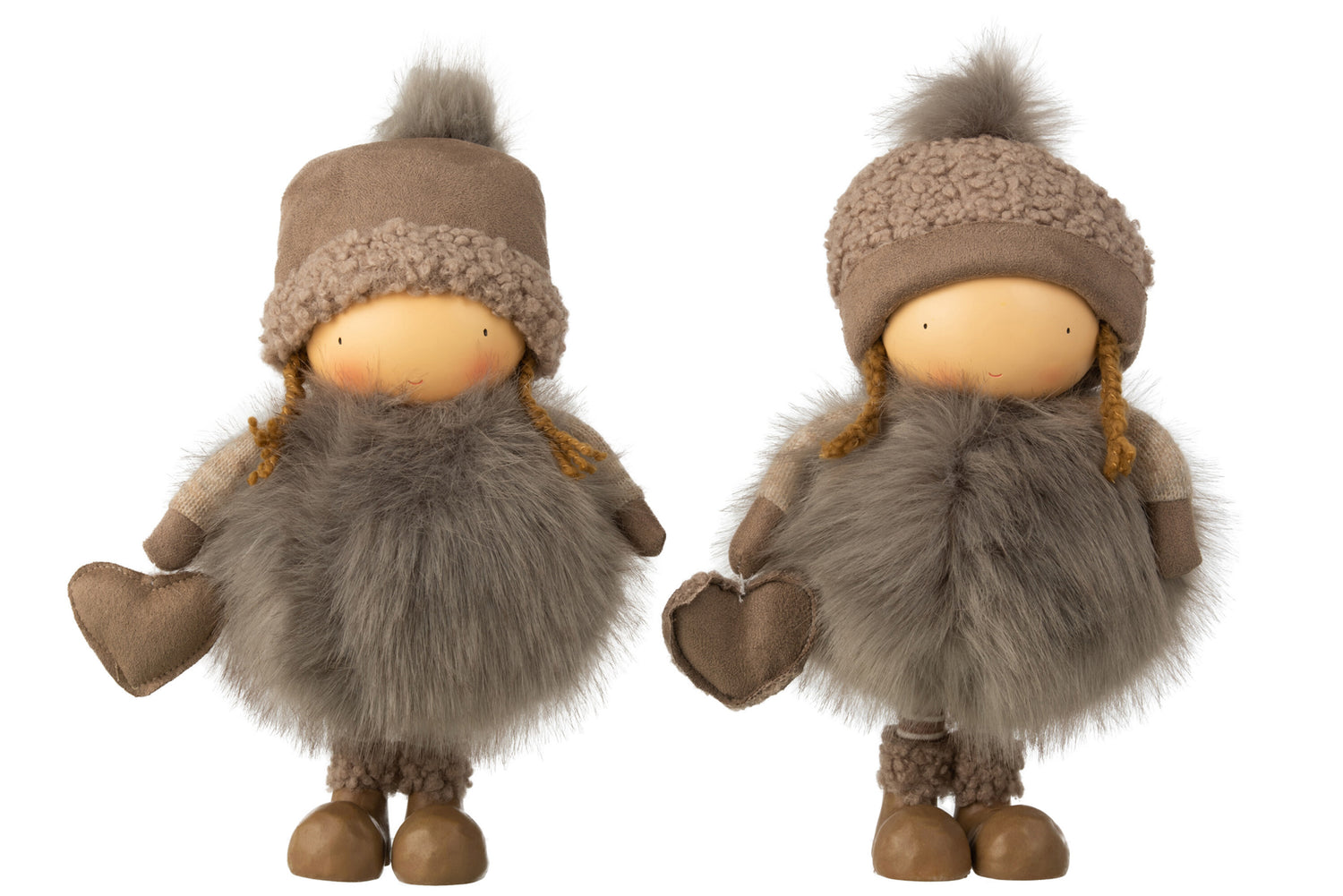 Meisje Winter Hart Poly Grijs Groot Assortiment Van 2