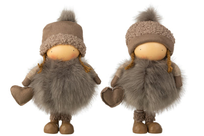 Meisje Winter Hart Poly Grijs Groot Assortiment Van 2