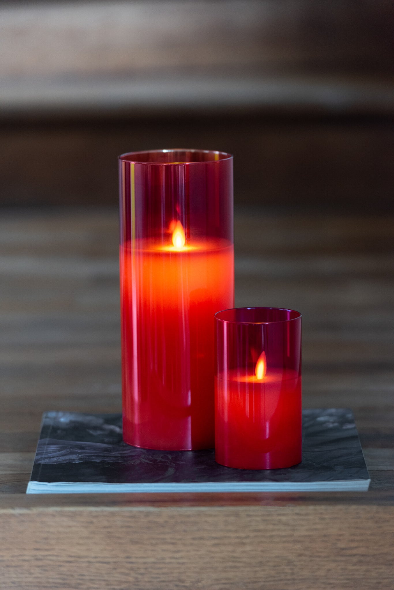 Ledlamp Schijnend Glas Rood Groot