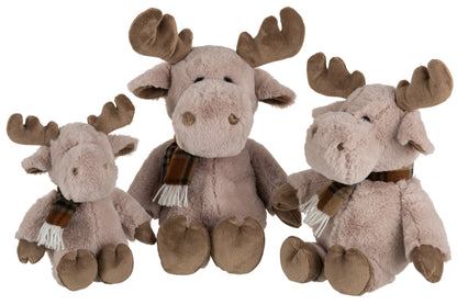 Rendier+sjaal pluche beige/lichtbruin groot