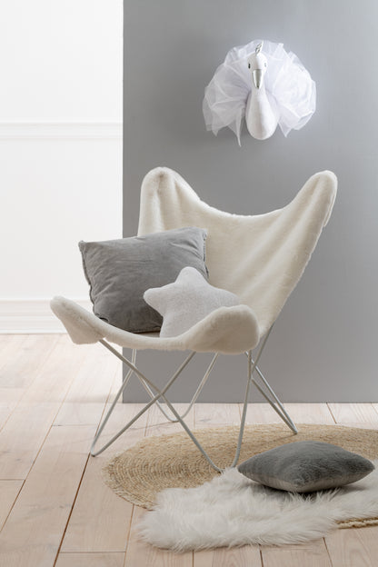 Zwaan muurdecoratie pluche wit/zilver