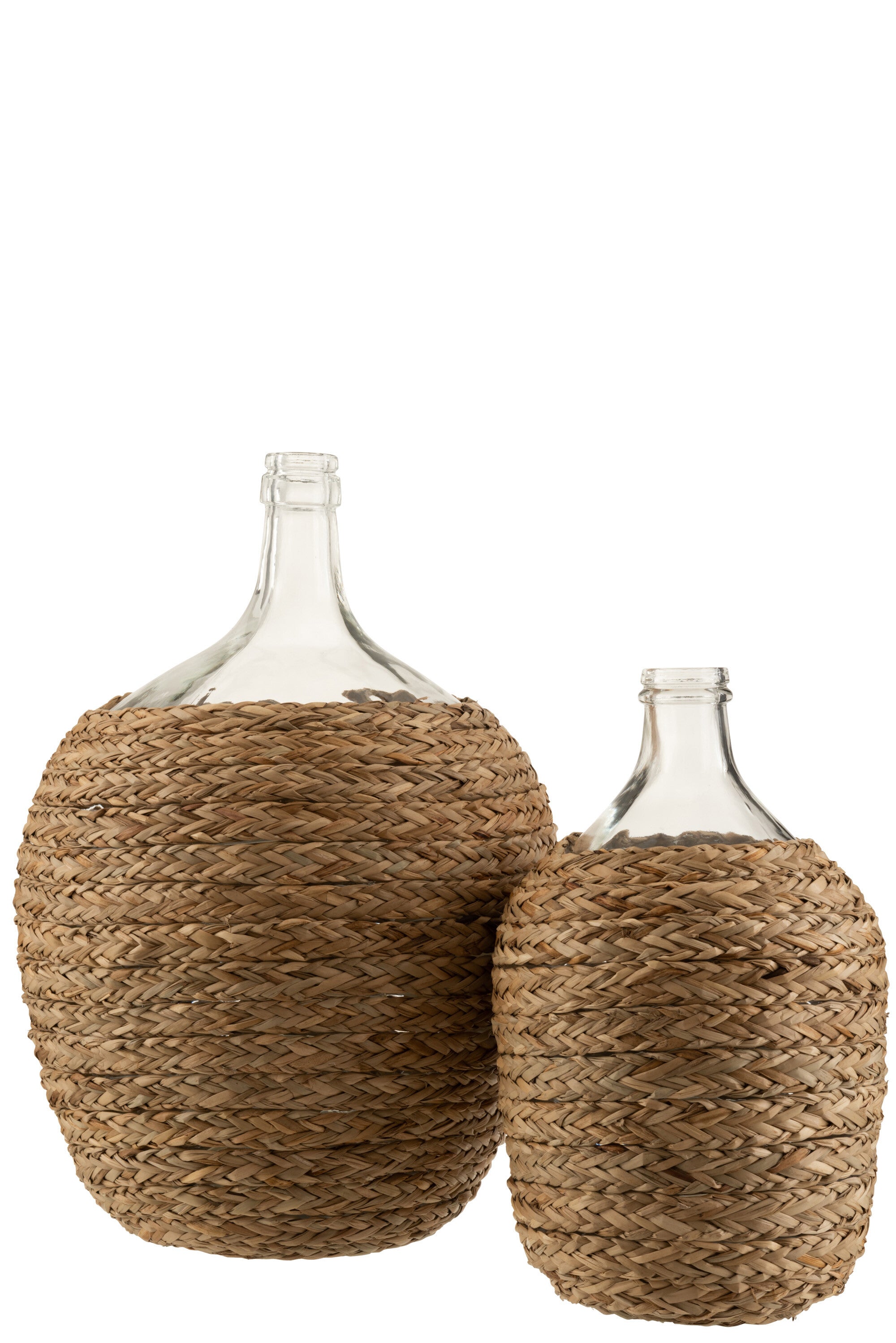 J-Line Fles Bedekt Gras/Glas Naturel Large - 53.00 cm hoog