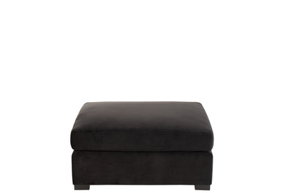 J-Line Ottoman zetel - 2 pers - velvet/ hout - zwart