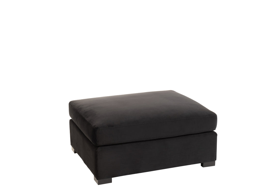 J-Line Ottoman zetel - 2 pers - velvet/ hout - zwart