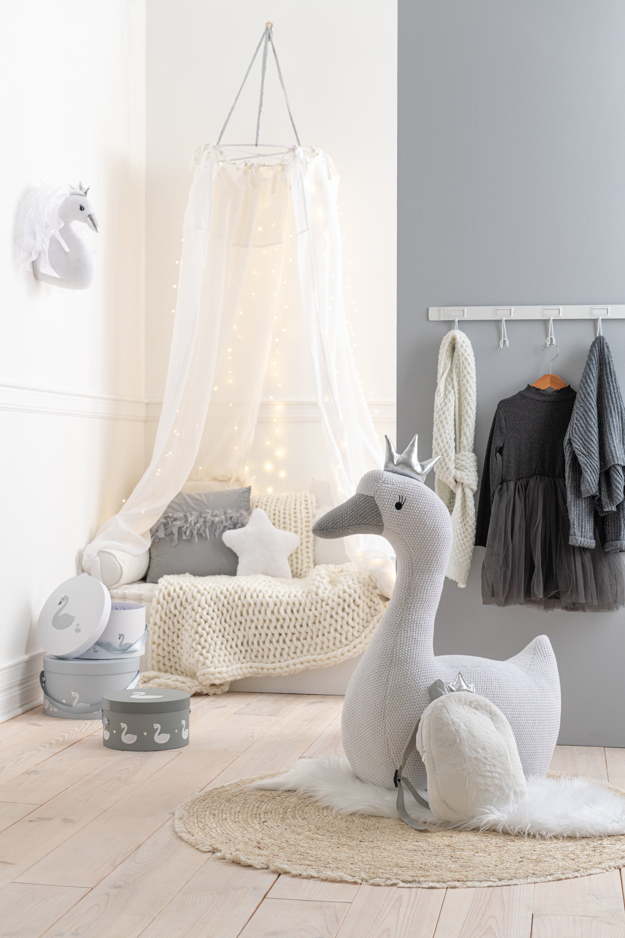 Zwaan Polyester Wit/Grijs Groot