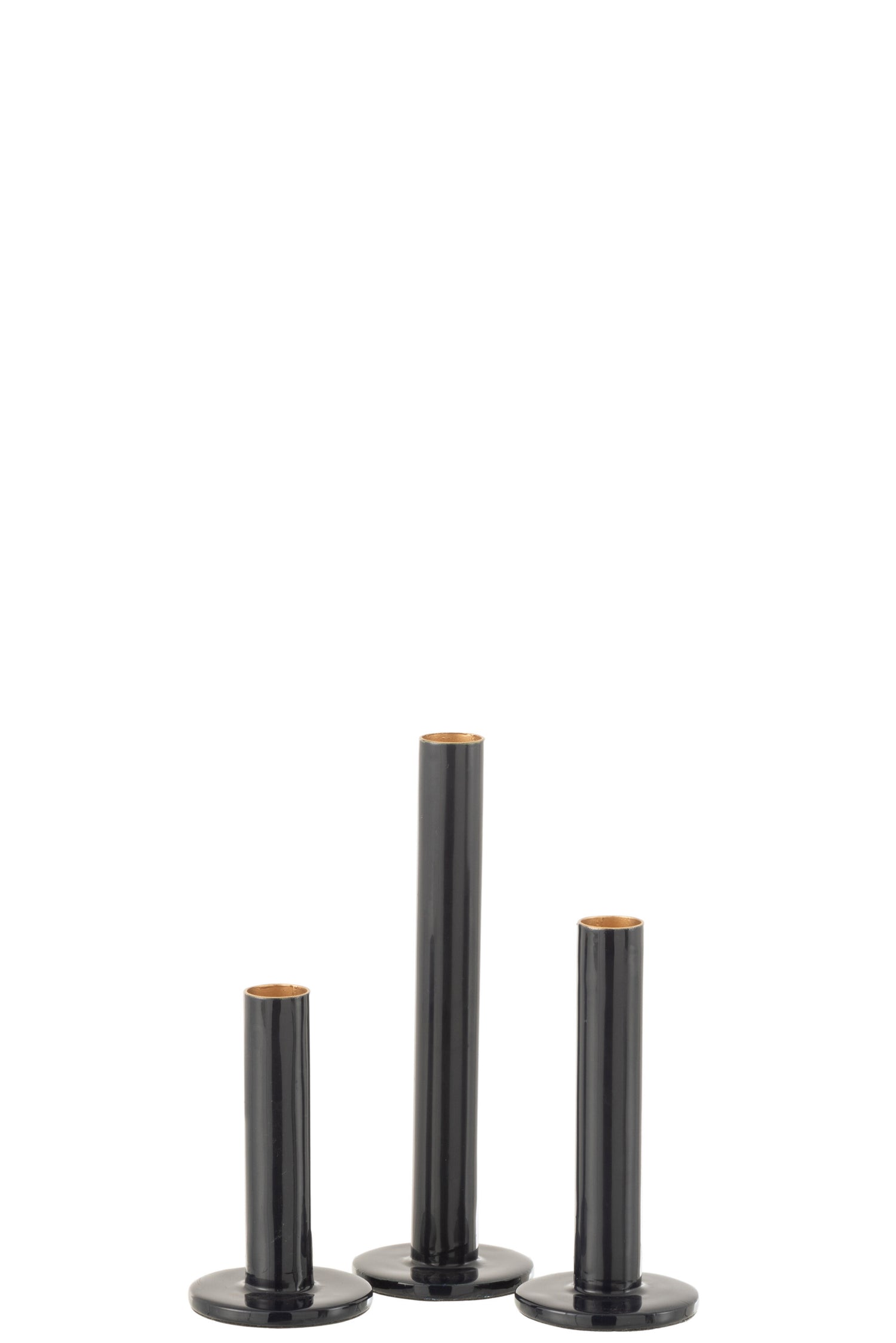 J-Line Set Van 3 Kandelaars Laag Modern Metaal Blinkend Blauw