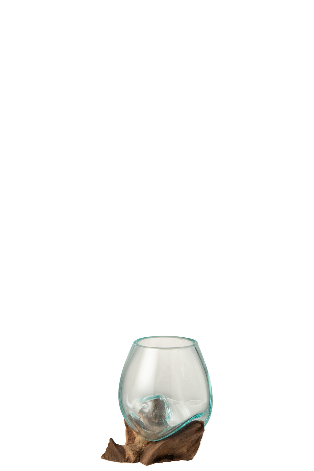 Vaas Op Voet Gamal Hout/Gerecycled Glas Natuurlijk/Transparant Medium