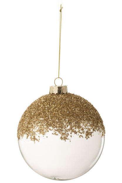 J-Line Christmas Bauble Fine Glitter Glass Clear/Gold Large