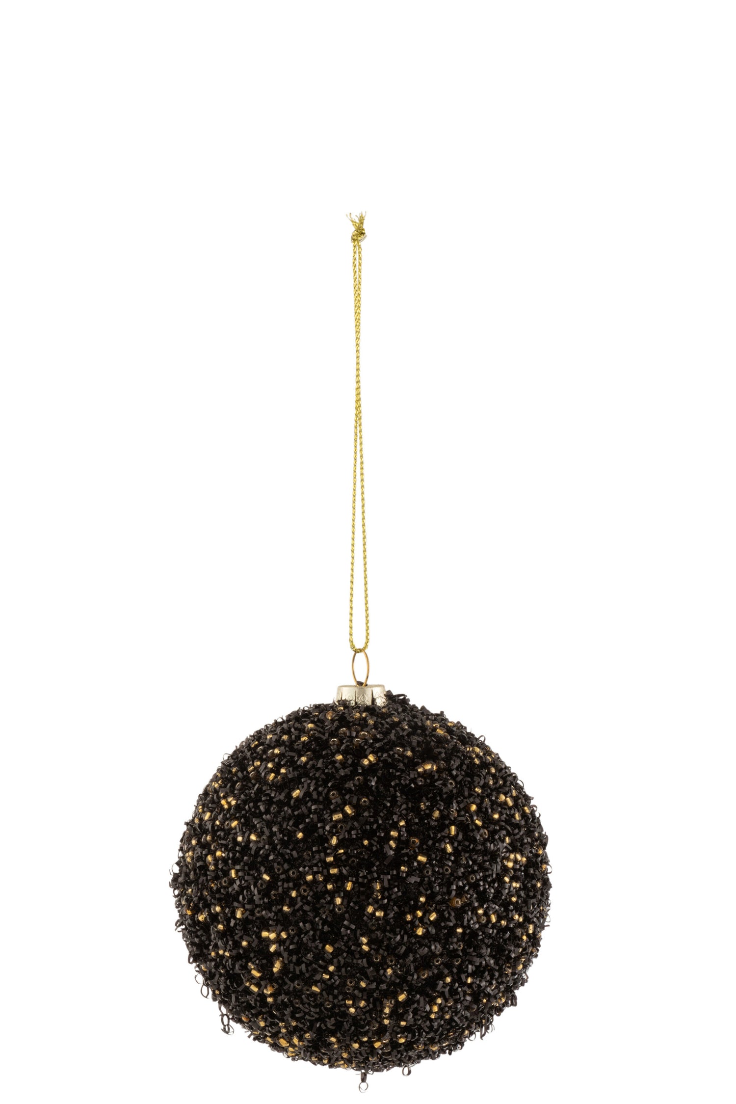 J-Line Christmas Bauble Glitter Plastic Black/Gold Small