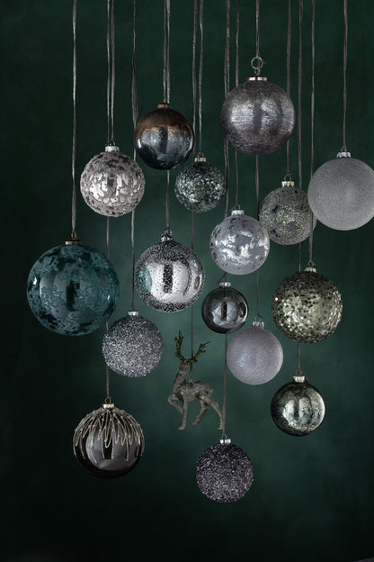 J-Line Kerstbal Antiek Glas Khaki Groen Klein