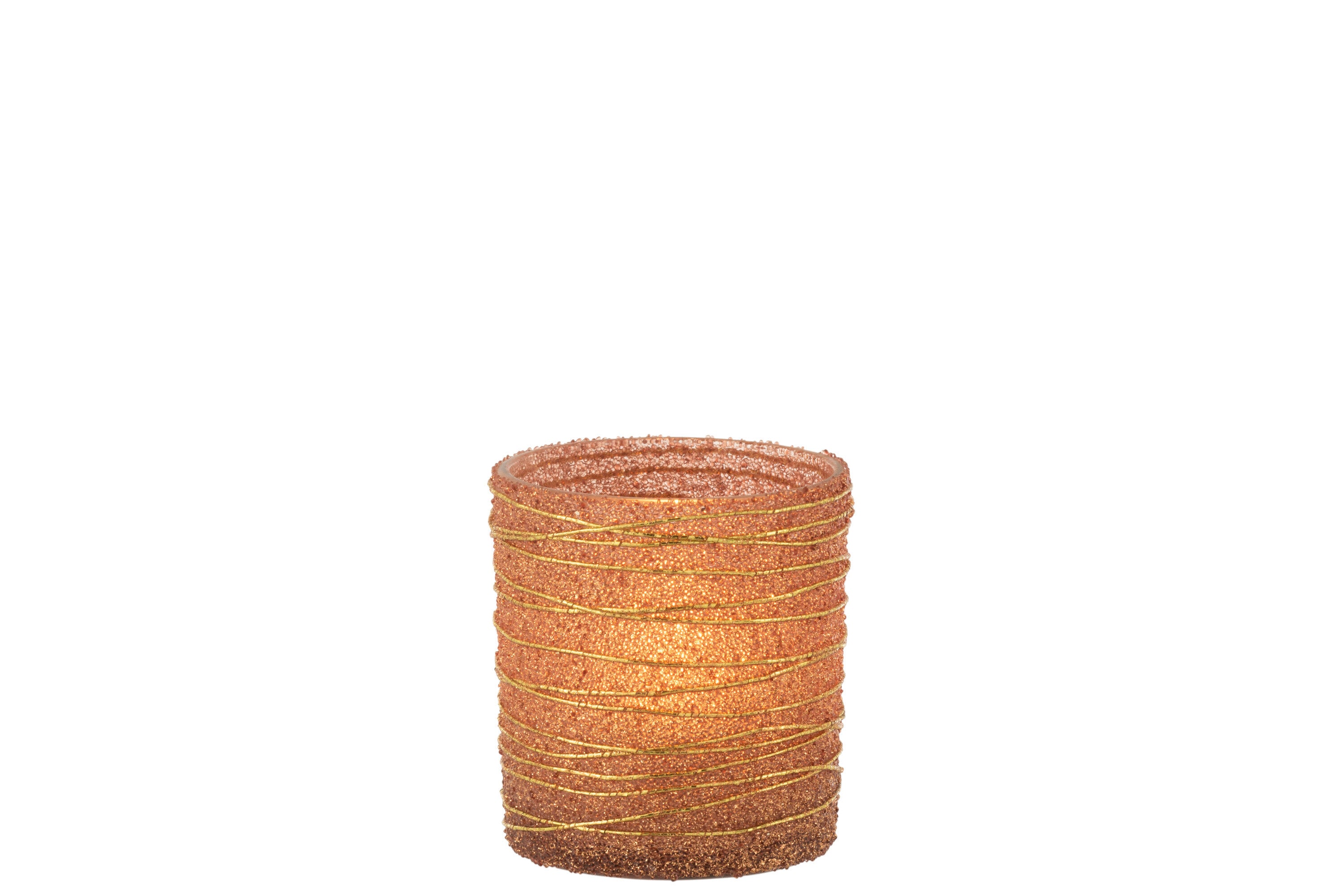 J-Line T-Lichthouder Lijnen Glitter Glas Terracotta/Goud Small