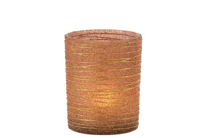 J-Line T-Lichthouder Lijnen Glitter Glas Terracotta/Goud Large