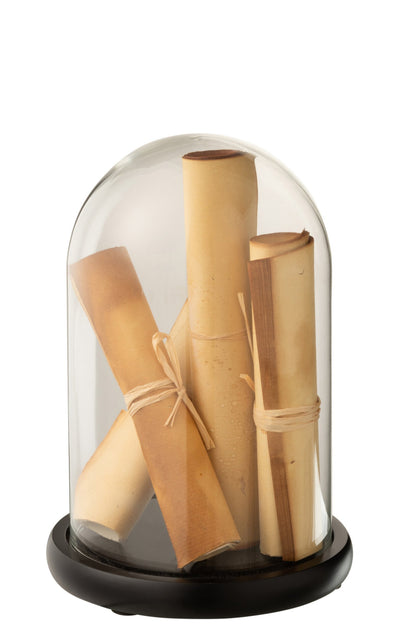 J-Line Stolp Papier Perkament Bruin Glas Small