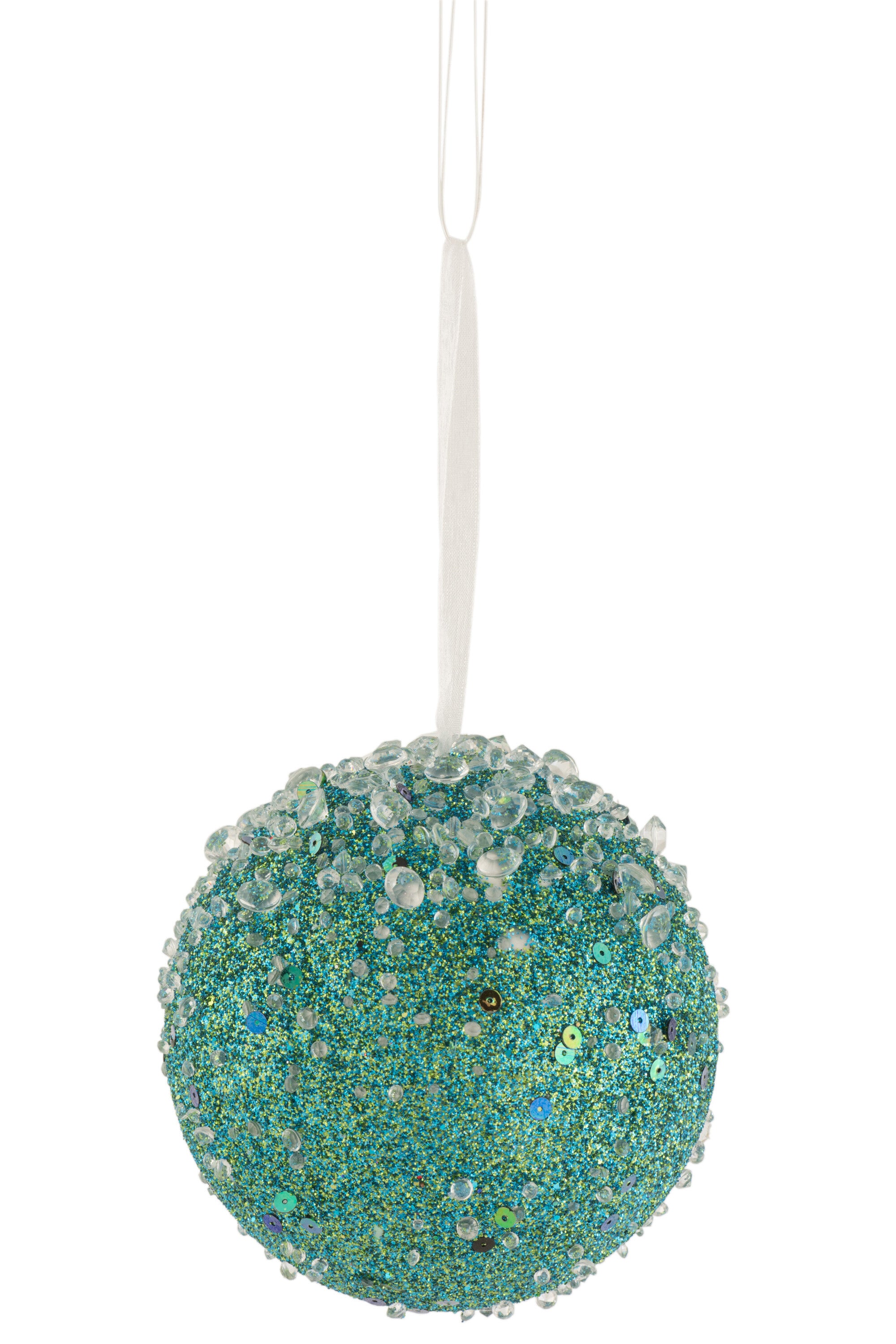 Kerstbal Hangende Glitter Parels Azuur Groen Groot