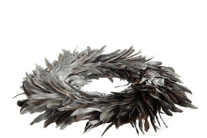 J-Line Krans Deco Losse Veren Zilver