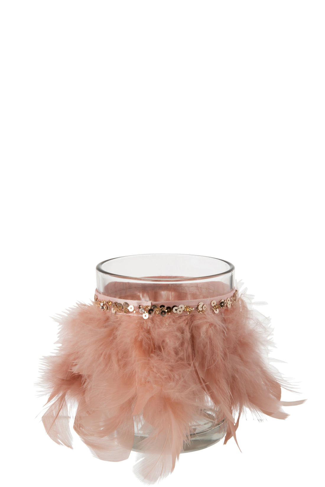 J-Line T-Lichthouder Veren Licht Roze Glas Transparant Large