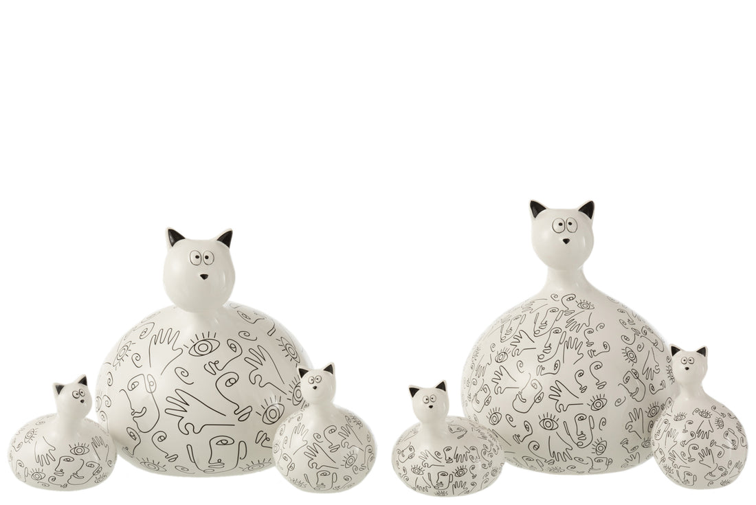 Keramisch wit/zwart kattengezicht L assortiment van 2